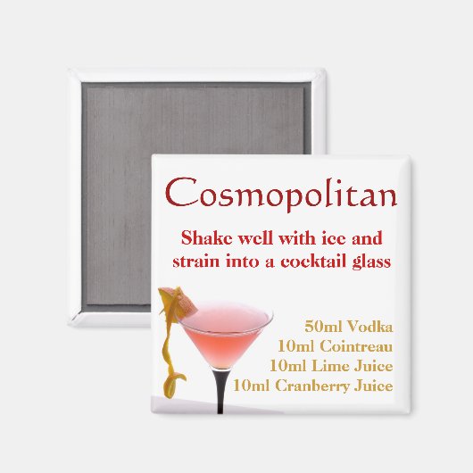 Cocktail cosmopolite Magnet Recette (Recto/Verso)