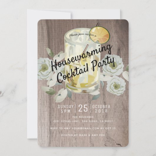 Cocktail de la fête Bois Invitation (Devant)