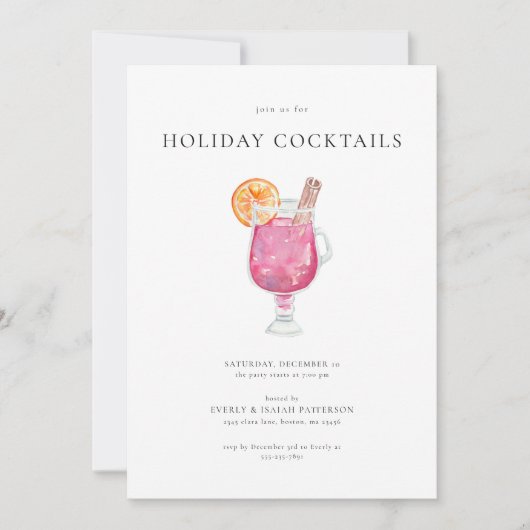Cocktail de Noël Fête Invitation (Devant)