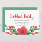 Cocktail de Noël Floral Invitation (Devant / Derrière)