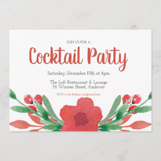 Cocktail de Noël Floral Invitation