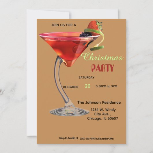 Cocktail de Noël Invitation (Devant)