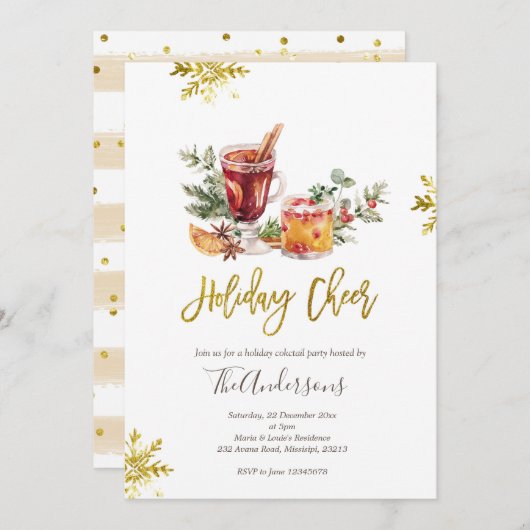 Cocktail de Noël Invitation (Devant / Derrière)
