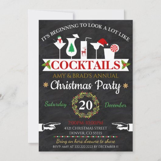 Cocktail de Noël Invitation (Devant)