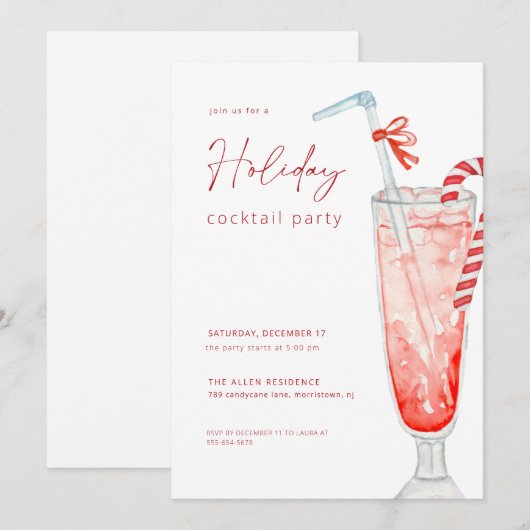Cocktail de Noël Invitation (Devant / Derrière)
