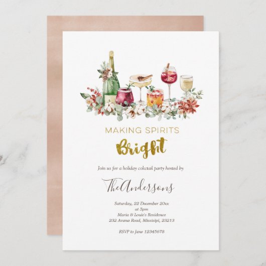 Cocktail de Noël Invitation (Devant / Derrière)