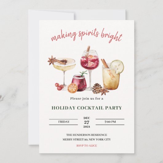 Cocktail de Noël Invitation (Devant)