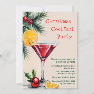 Cocktail de Noël invitation Aquarelle