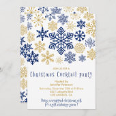 Cocktail de Noël Invitation Chic Snowflakes (Devant / Derrière)