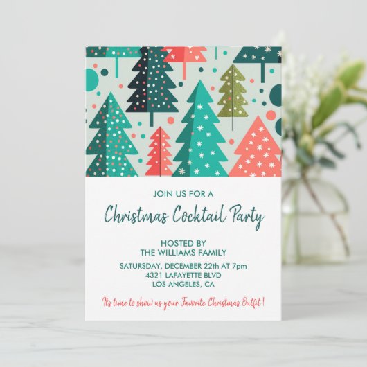 Cocktail de Noël invitation Forest Snowfall (Debout devant)