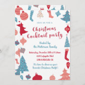Cocktail de Noël Invitation mignon rose et bleu (Devant / Derrière)