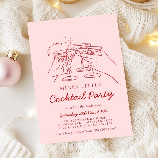 Cocktail de Noël tiré à la main Invitation