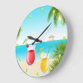 Cocktail de plage tropical Horloge ronde (Angle)