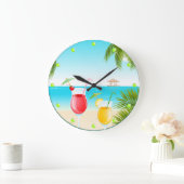 Cocktail de plage tropical Horloge ronde (Maison)