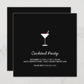 Cocktail de vacances Swizzle Invitation Black 2 (Devant / Derrière)