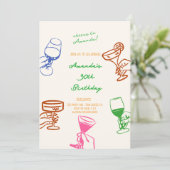 Cocktail Dessin à la main Invitation Anniversaire (Debout devant)