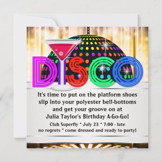 Cocktail Disco Dance Party Invitations (Dos)