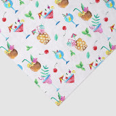 Cocktail Dranken Zomerfeest Waterverf Patroon Tissuepapier (Detail)