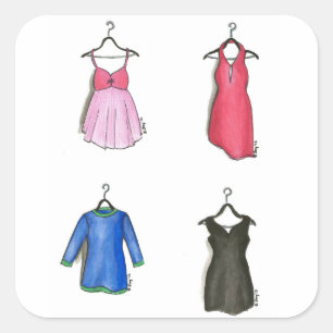 Cocktail Dress-jurken kleding Boutique-Mode Vierkante Sticker