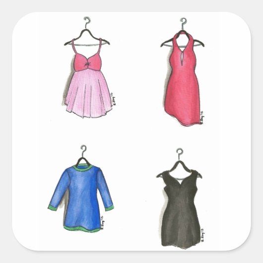 Cocktail Dress-jurken kleding Boutique-Mode Vierkante Sticker (Voorkant)