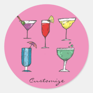 Cocktail Drink Assortment Thunder_Cove Ronde Sticker