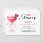 Cocktail Drink Chic Pink Bow Vrijgezellenfeest Kaart (Voorkant)