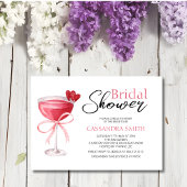 Cocktail Drink Chic Pink Bow Vrijgezellenfeest Kaart