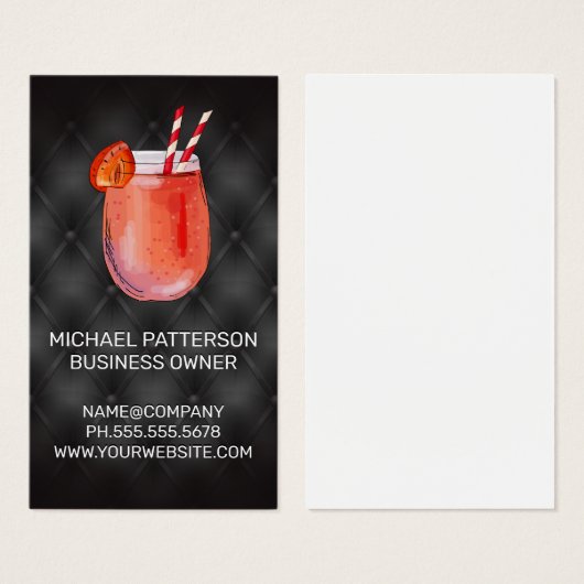Cocktail Drink-pictogram | Zwart geolied Visitekaartje (Voorkant /achterkant)
