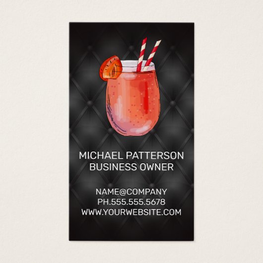 Cocktail Drink-pictogram | Zwart geolied Visitekaartje (Voorkant)