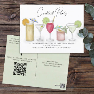 Cocktail Drinken QR Code Sociale Vooraf geadressee Briefkaart