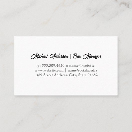 Cocktail Drinken | Restaurant Visitekaartje (Achterkant)