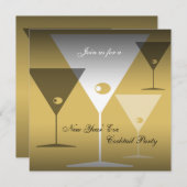 Cocktail du Nouvel An Invitation Martini (Devant / Derrière)