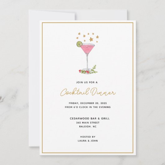 Cocktail élégant Fête de Vacances Invitation (Devant)