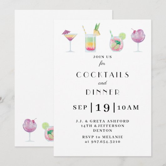 Cocktail en drink-uitnodiging kaart (Voorkant / Achterkant)