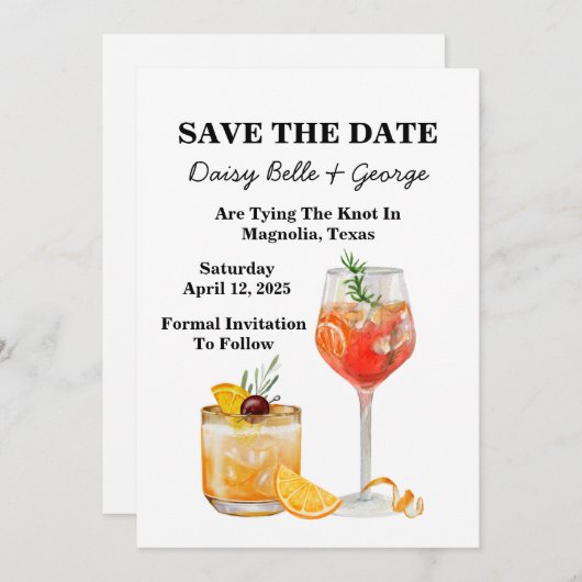 Cocktail Enregistrer La Date Invitation Fiançaille (Devant / Derrière)