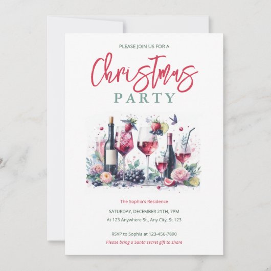 Cocktail Fête de Noël Invitation (Devant)