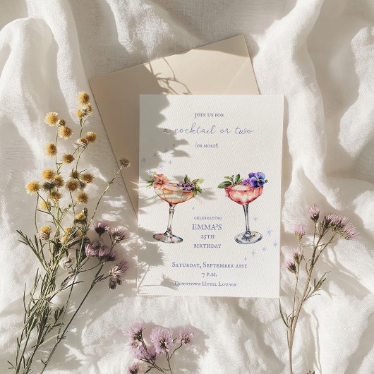 Cocktail floral Invitation d'anniversaire
