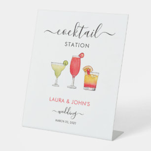 Cocktail gemengde drinken Cocktail station bruilof Reclamebord Met Voetstuk