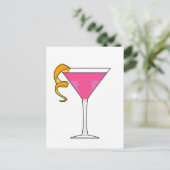 Cocktail, glas en Oranje twist Briefkaart (Staand voorkant)