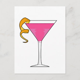 Cocktail, glas en Oranje twist Briefkaart