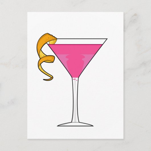 Cocktail, glas en Oranje twist Briefkaart (Voorkant)