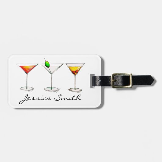 Cocktail Glass Mixed Drink Martini Cosmo Manhattan Bagagelabel (Voorkant horizontaal)