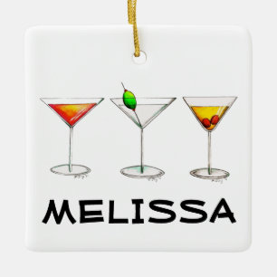 Cocktail Glasses Mixed Bar Drinken Martini Cosmo Keramisch Ornament