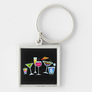 COCKTAIL GLAZEN METAAL SLEUTELHANGER