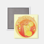 Cocktail Happy Hour 3D (jaune) Magnet (Recto/Verso)