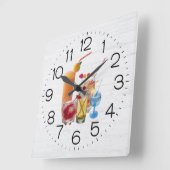 Cocktail Happy Hour op Wood Square Wall klok (Hoek)