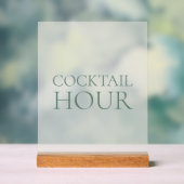 Cocktail Hour Acrylic Sign with Wooden Base (Neutre)