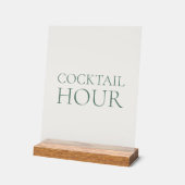 Cocktail Hour Acrylic Sign with Wooden Base (Angle)