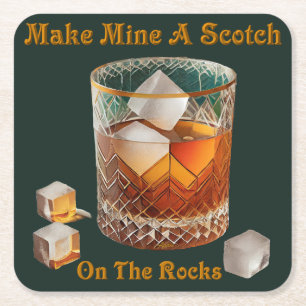 Cocktail Hour Maak van mij een whisky op de rotsen Vierkante Kartonnen Onderzetter