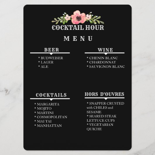  COCKTAIL HOUR MENU (Voorkant)